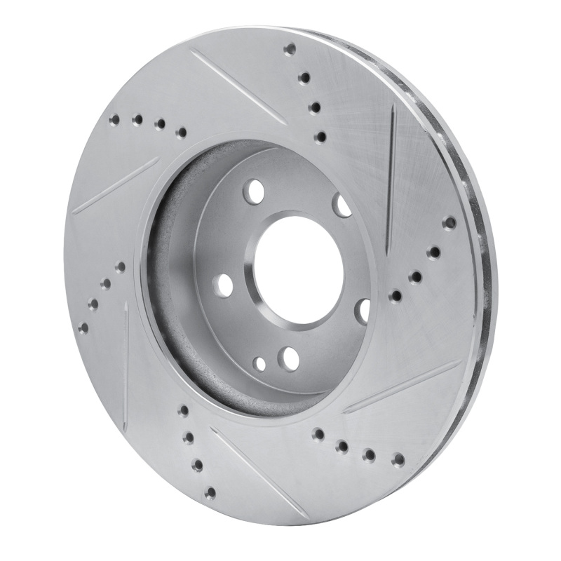 Mercedes-Benz E320 Brake Rotor (1) - Front Left - R1 Concepts - Drilled & Slotted - Silver - `03-`09